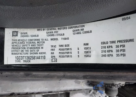 2005 Chevrolet Colorado Ls z USA, uszkodzony, nr VIN 1GCDT136258144110